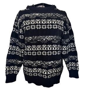 Vintage 70's Organically Grown Nordic Fair Isle Knit Pullover Sweater Retro Boho